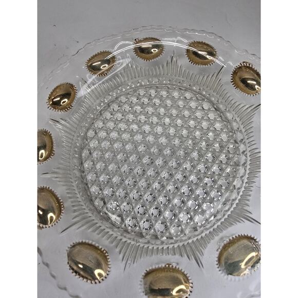 Antique EAPG Manhattan Clear Glass Bowl Gold Accents U.S. Glass Co. 1902–1910 - Picture 4 of 7
